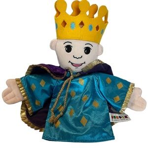 Montessori Vintage Royalty King Hand Puppet Metallic Gold Crown Kids Learning HF